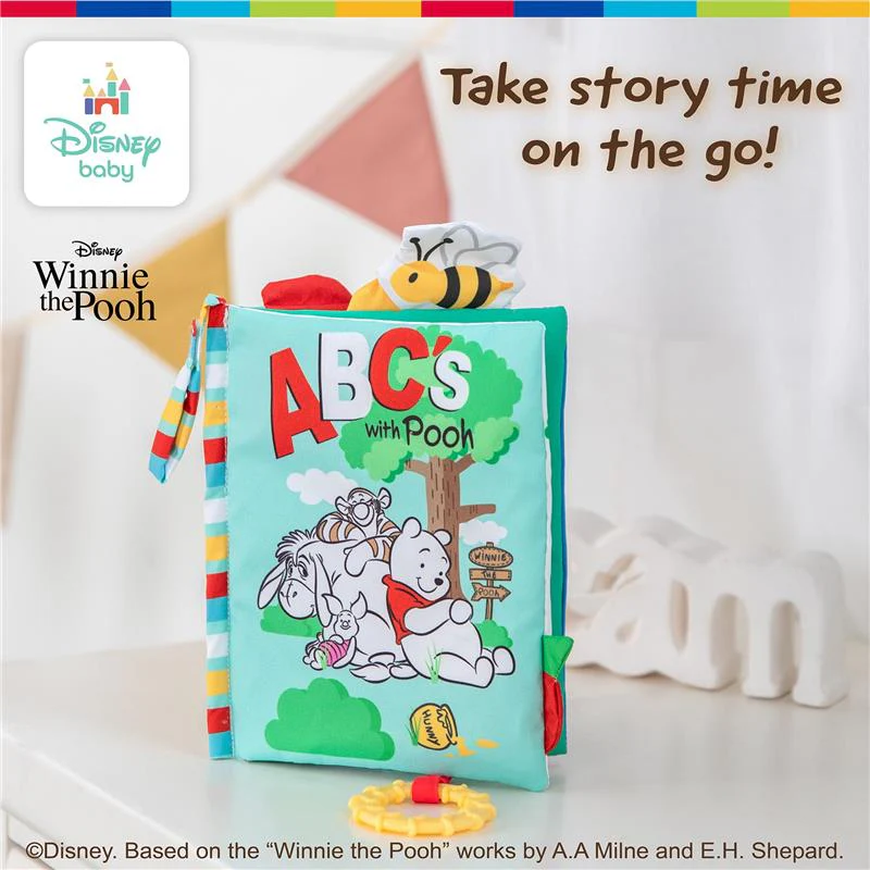 KIDS PREFERRED - Disney Baby Winnie The Pooh Deluxe Soft Book Abc's with Pooh On-The-Go Sensory Books for Babies with Crinkle Pages - Image 5