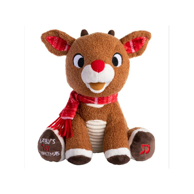 Kids Preferred - Santa Claus Rudolph The Red-Nosed Reindeer Musical Stuffed Animal, 8 Inches