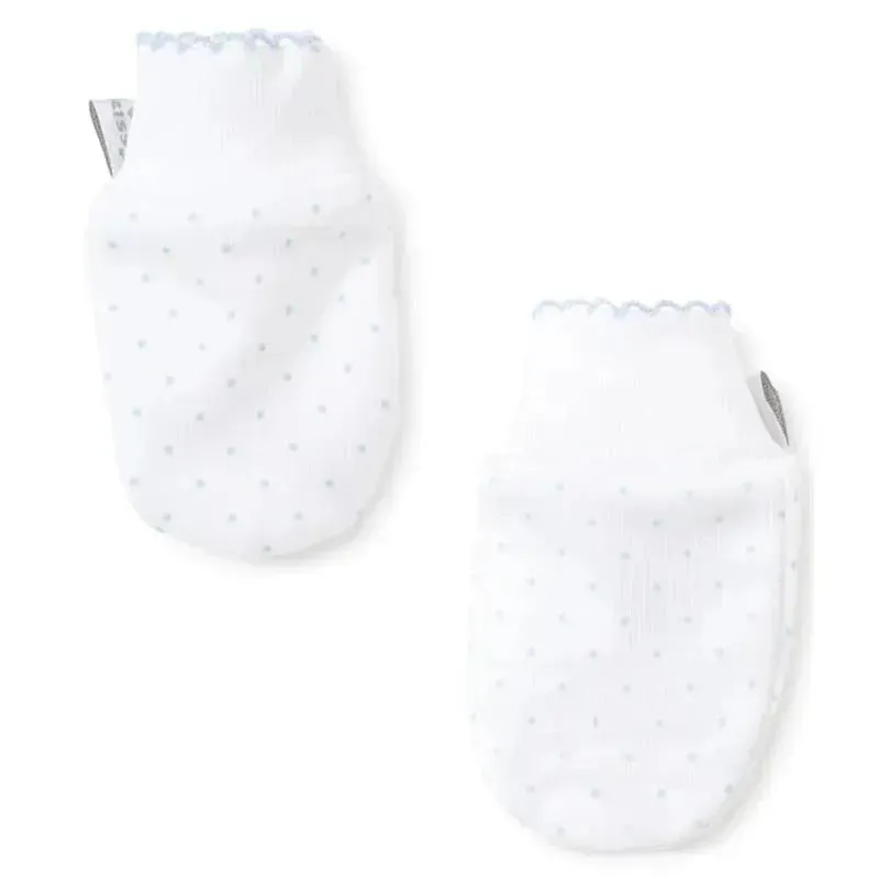 Kissy Kissy - Baby Boy Dots Print Mittens, White/Light Blue