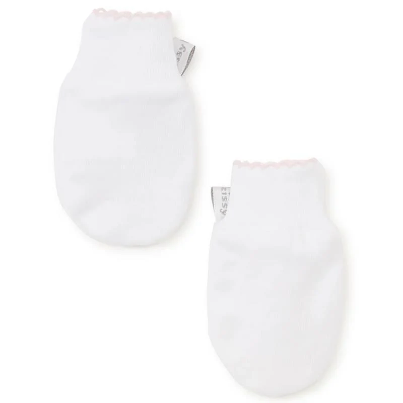 Kissy Kissy - Baby Boy Dots Print Mittens, White/Pink