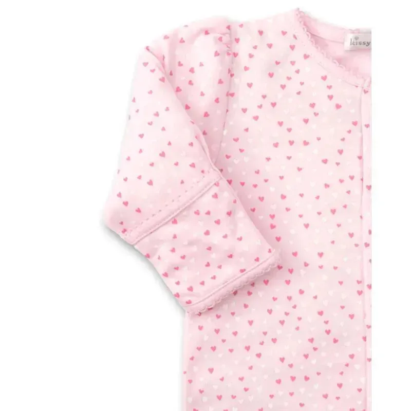 Kissy Kissy - Baby Girl Footie Hearts, White/Pink - Image 2