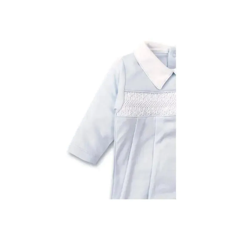 Kissy Kissy Footie W/ Hand Smocked CLB Charmed With Collar Light Blue - Image 2