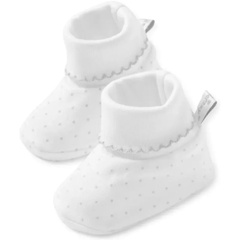 Kissy Kissy - Baby Dots Print Booties, White/Silver