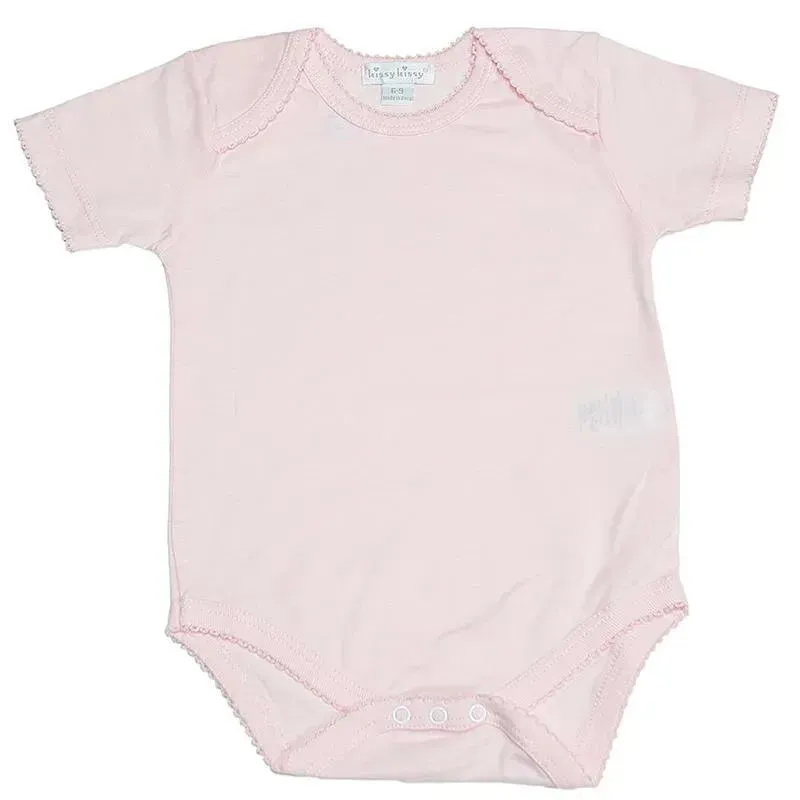 Kissy Kissy - Baby Girl Pointelle Short Sleeve Bodysuit, Pink