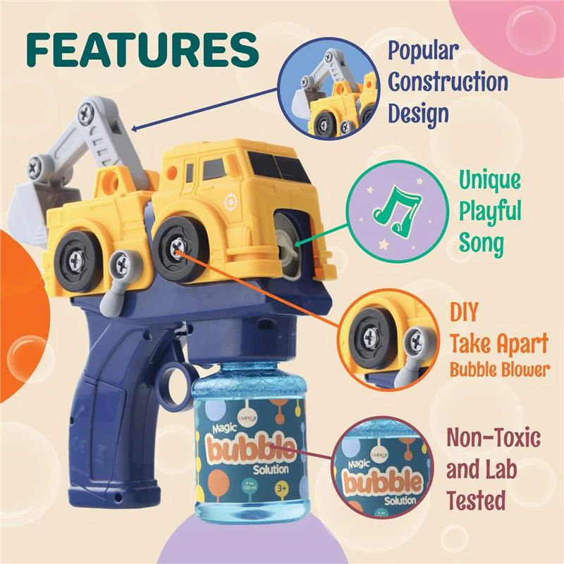 Klevly - Construction Bubble Gun (Includes 2 Guns And 4 Bubble Solutions) - Image 5