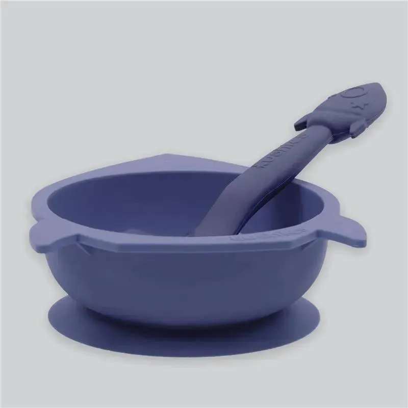 Kushie - Silibowl Silicone Bowl and Spoon Blue - Image 2