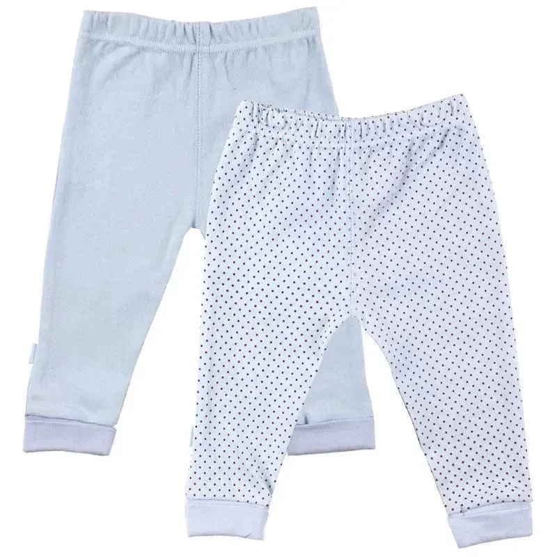 Kushies 2 Pack Cuffed Pant - Blue Solid / Dots