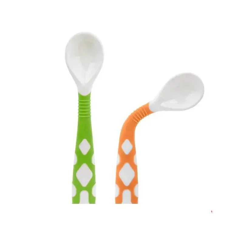 Kushies - 2Pk Silibend Spoon, Sand/Emerald
