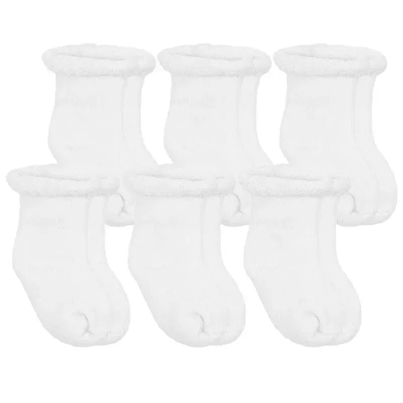 Kushies - 6 Pack newborn socks, White