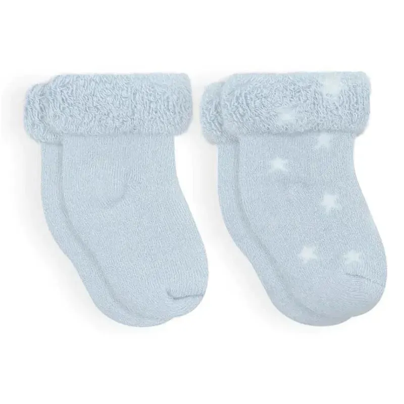 Kushies Baby - 2Pk Boy Socks Terry, 0/3M, Ice Solid/Stars