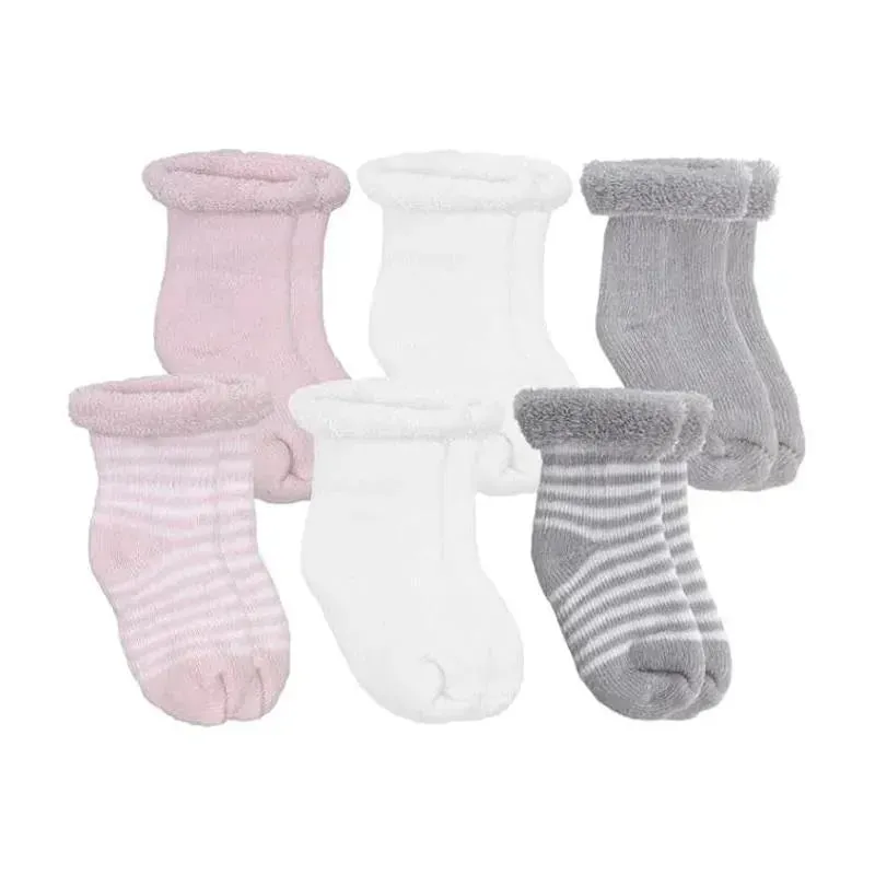 Kushies Baby - 6Pk Girls Socks Terry, 3/6M