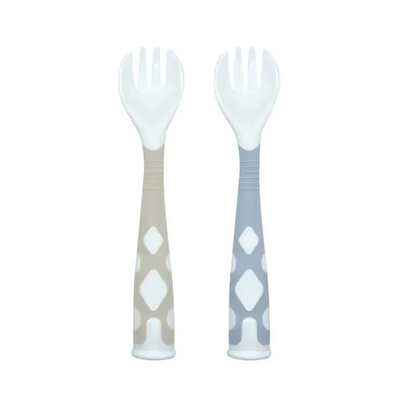 Kushies Baby - Silibend Forks, 2pack, Sand / Blue