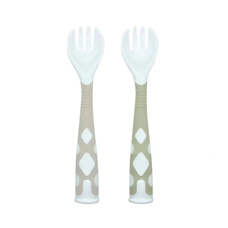 Kushies Baby - Silibend Forks, 2pack, Sand / Emerald
