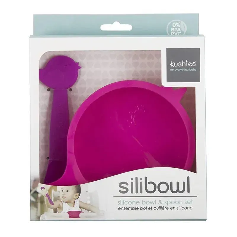 Kushies Baby Silibowl & Spoon Set, Girl - Image 2