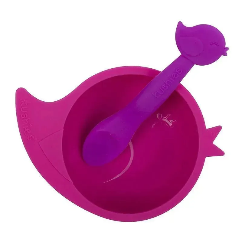 Kushies Baby Silibowl & Spoon Set, Girl - Image 4