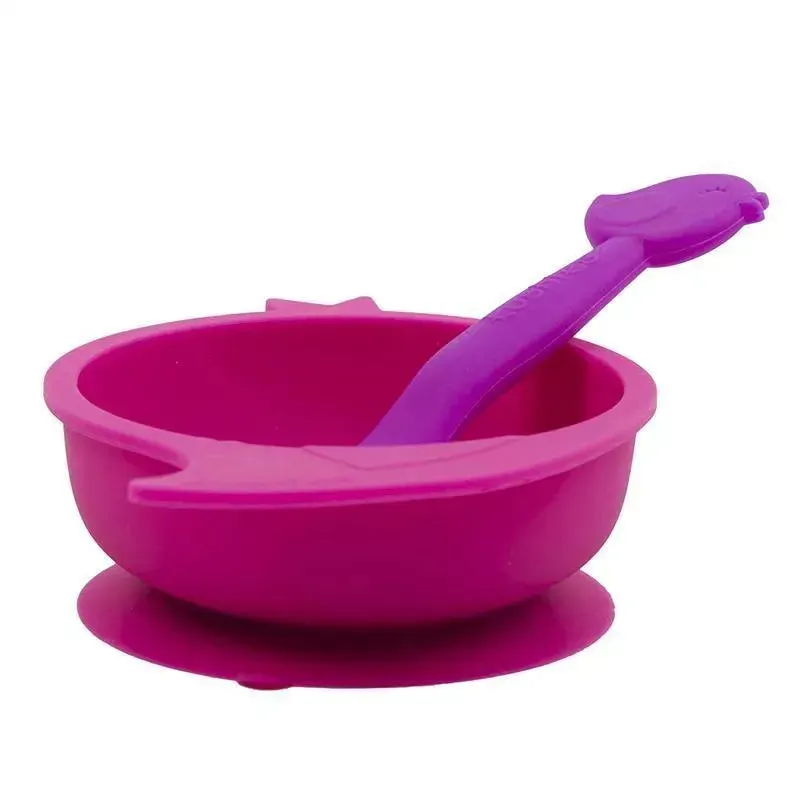 Kushies Baby Silibowl & Spoon Set, Girl - Image 5