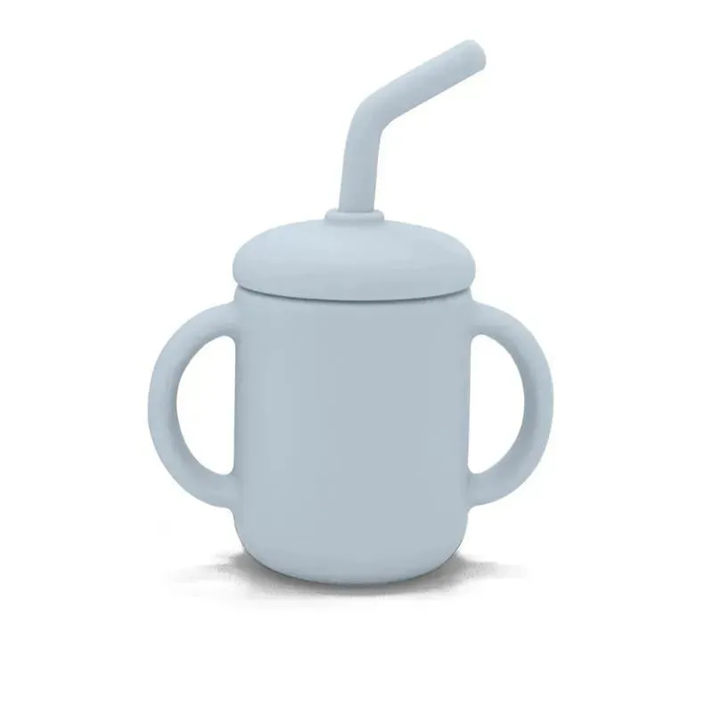 Kushies Baby - SILISIPPY Unbreakable, Spill-Proof Silicone Cup with Straw, 4 oz, Blue