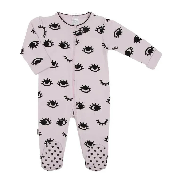 Kushies Mini Front Zip Sleeper - Lt. Pink Print