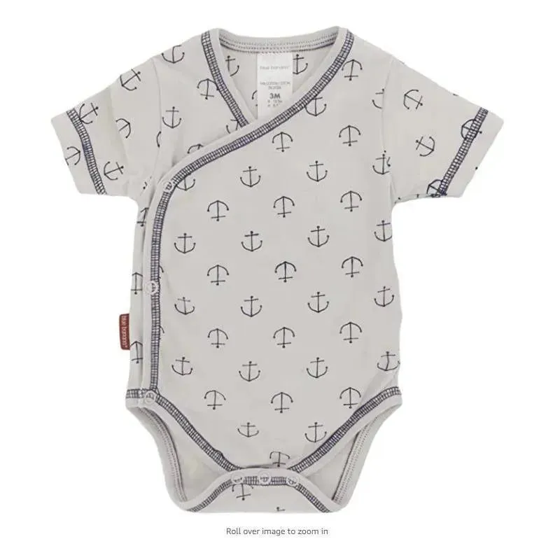 Kushies St Tropez Boy Wrap Body Suit Grey - Preemie | Baby Bodysuit