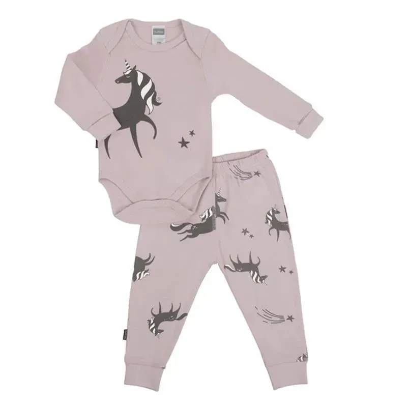 Kushies Wild & Free Bodysuit & Pant Set - Pink Unicorn