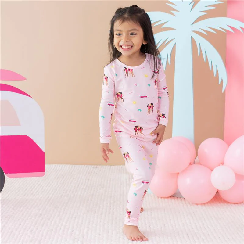 Kyte Baby - Baby Girl Long Sleeve Pajamas In Barbie™ Beach - Image 4