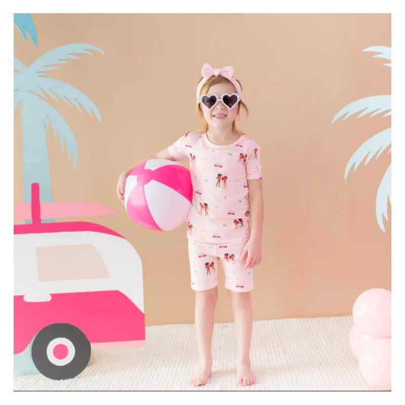 Kyte Baby - Baby Girl Short Sleeve Pajamas In Barbie™ Beach - Image 2