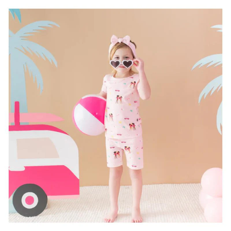 Kyte Baby - Baby Girl Short Sleeve Pajamas In Barbie™ Beach - Image 3