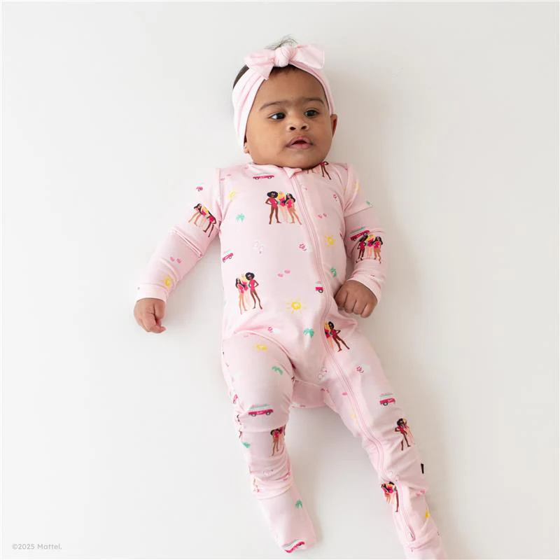 Kyte Baby - Baby Girl Zippered Footie In Barbie™ Beach - Image 2