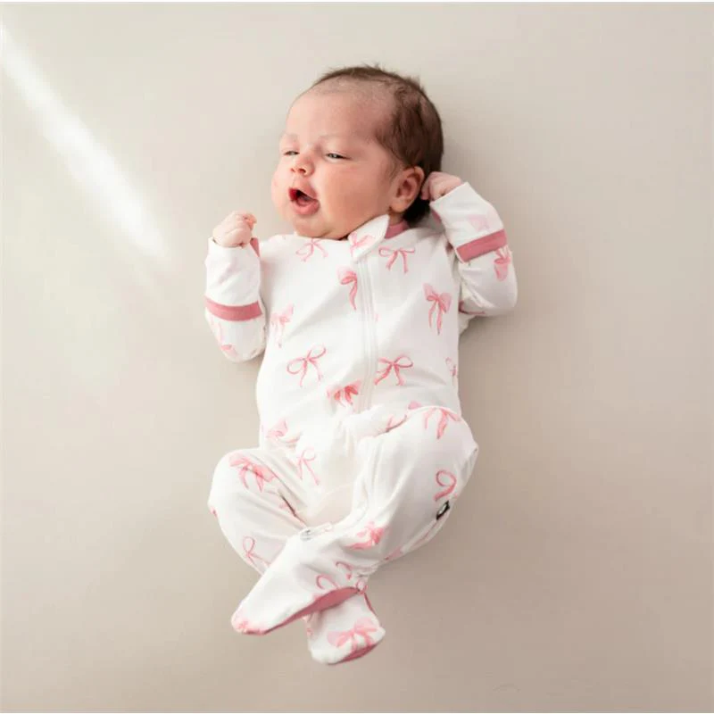 Kyte Baby - Baby Girl Zippered Footie In Bow