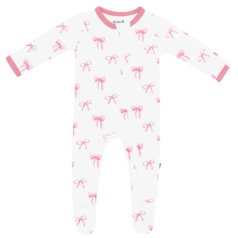 Kyte Baby - Baby Girl Zippered Footie In Bow - Image 2