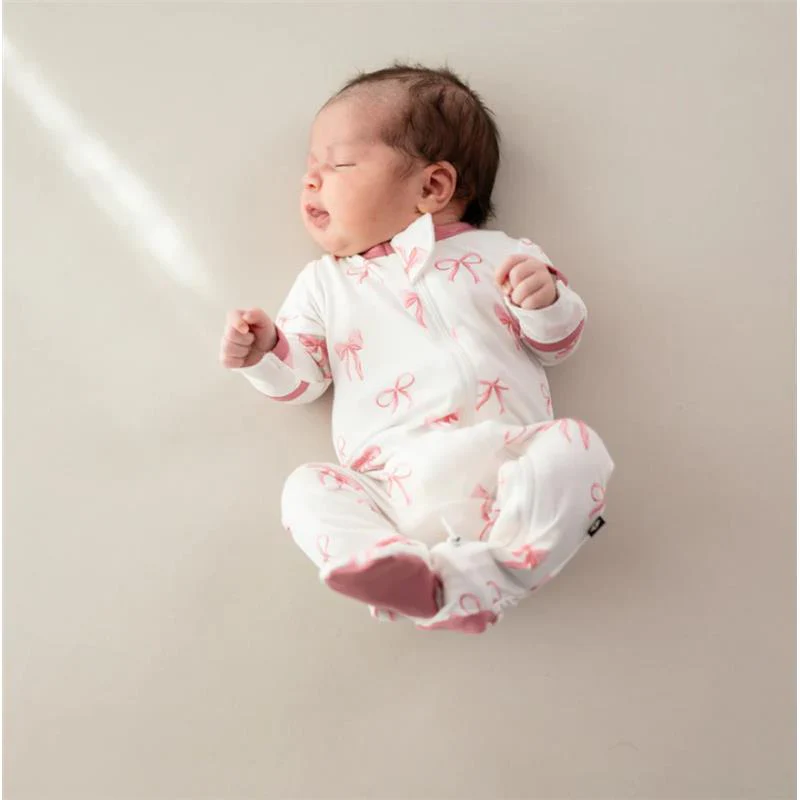 Kyte Baby - Baby Girl Zippered Footie In Bow - Image 3