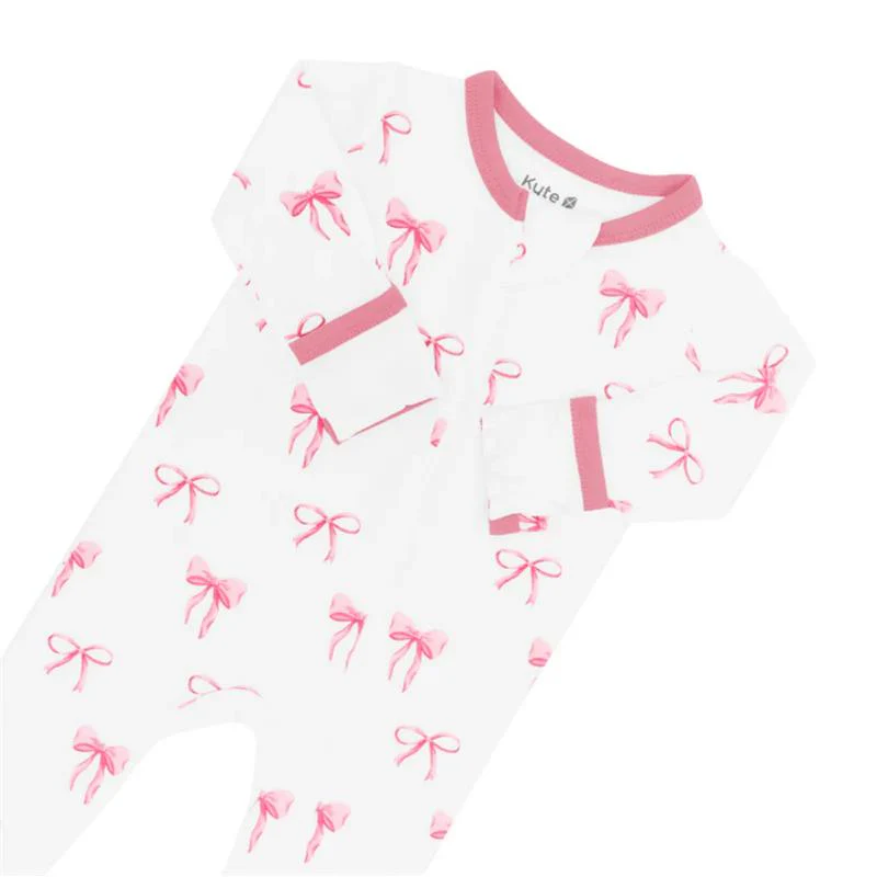Kyte Baby - Baby Girl Zippered Footie In Bow - Image 4