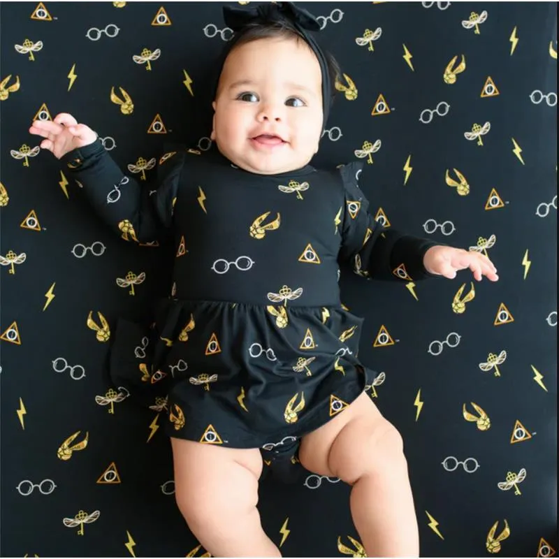 Kyte Baby - Long Sleeve Twirl Bodysuit Dress Midnight Icon Harry Potter