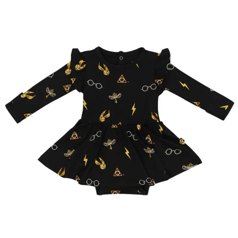 Kyte Baby - Long Sleeve Twirl Bodysuit Dress Midnight Icon Harry Potter - Image 2