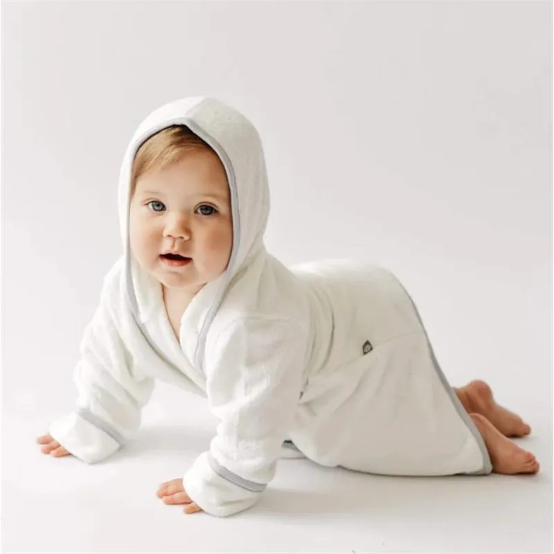 Kyte Baby - Toddler Bath Robe In Cloud With Storm Trim