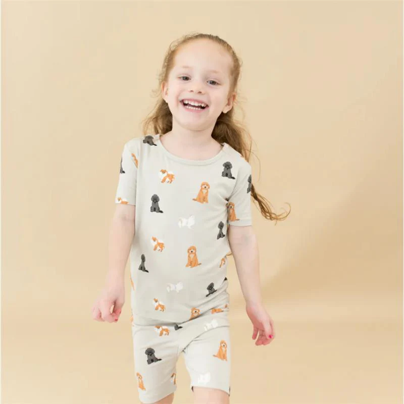 Kyte Baby - Toddler Neutral Short Sleeve Pajamas In Fluffy Dog - Image 4