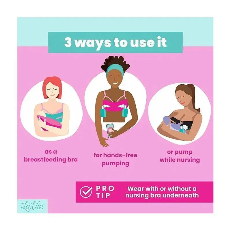 La Vie - Pump Strap Hands-Free Pumping & Nursing Bra, Black - Image 2