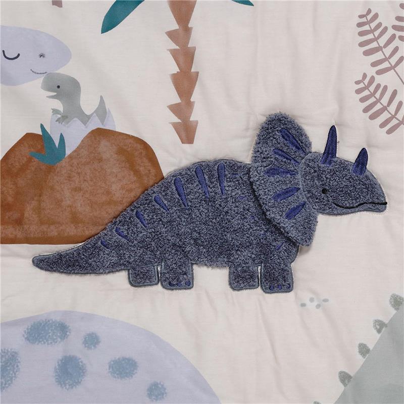 Lambs & Ivy - 3Pk Dino-Might Blue/Gray Dinosaur Nursery Baby Crib Bedding Set - Image 4