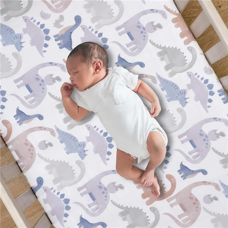 Lambs & Ivy - 3Pk Dino-Might Blue/Gray Dinosaur Nursery Baby Crib Bedding Set - Image 7