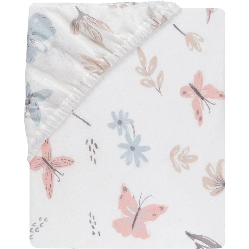 Lambs & Ivy - Baby Blooms Watercolor Floral/Butterfly Cotton Fitted Crib Sheet - Image 3