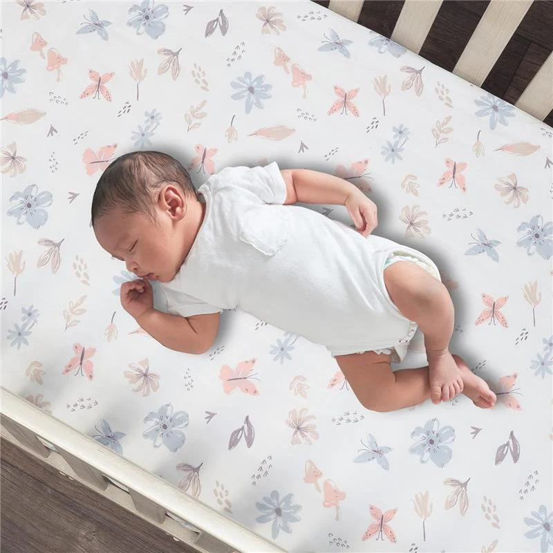 Lambs & Ivy - Baby Blooms Watercolor Floral/Butterfly Cotton Fitted Crib Sheet - Image 4