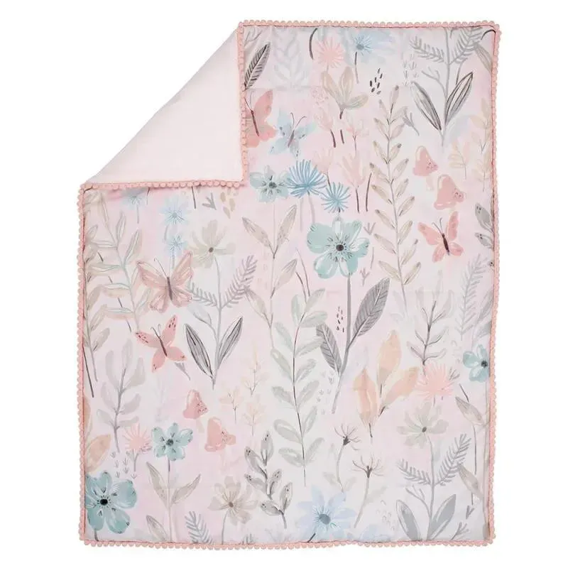 Lambs & Ivy - 3Pk Baby Blooms Pink Floral/Butterfly Baby Crib Bedding Set - Image 3