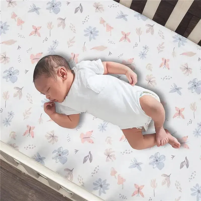Lambs & Ivy - 3Pk Baby Blooms Pink Floral/Butterfly Baby Crib Bedding Set - Image 7