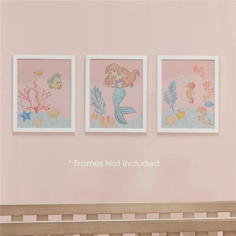 Lambs & Ivy - Bedtime Originals Disney Baby The Little Mermaid 3-Piece Unframed Wall Art, Ariel - Image 4