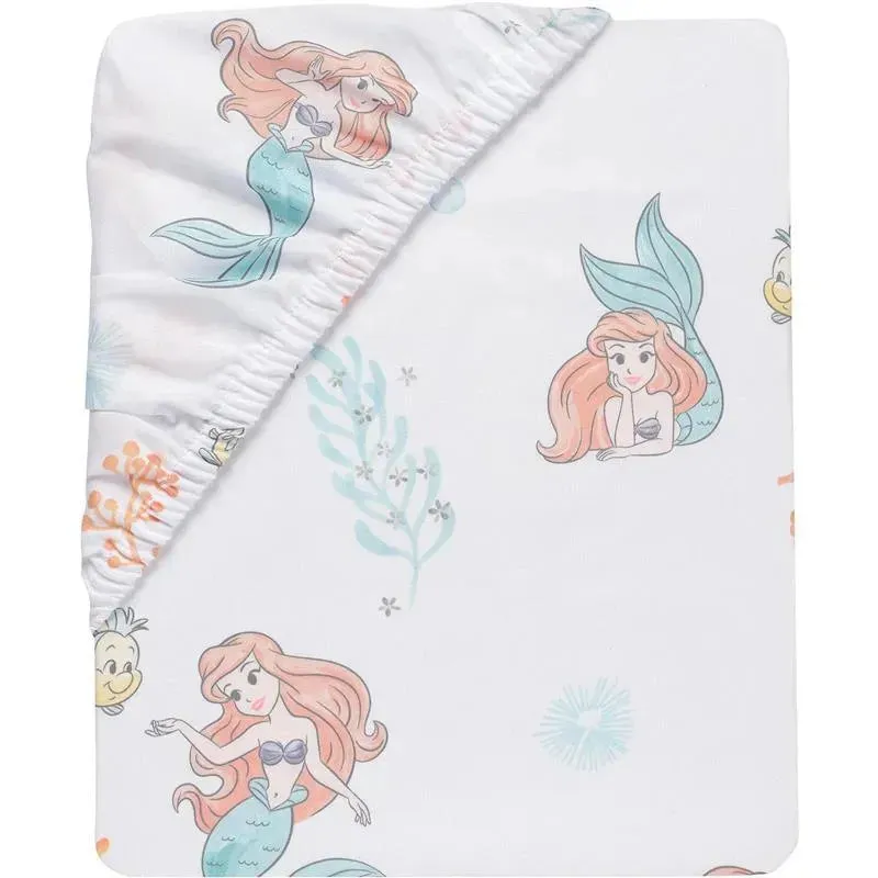 Lambs & Ivy - Bedtime Originals Disney Baby The Little Mermaid White Fitted Crib Sheet, Ariel - Image 3