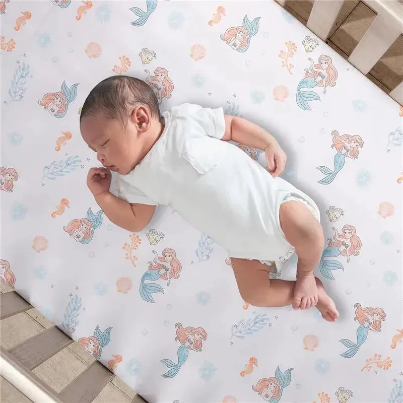 Lambs & Ivy - Bedtime Originals Disney Baby The Little Mermaid White Fitted Crib Sheet, Ariel - Image 5