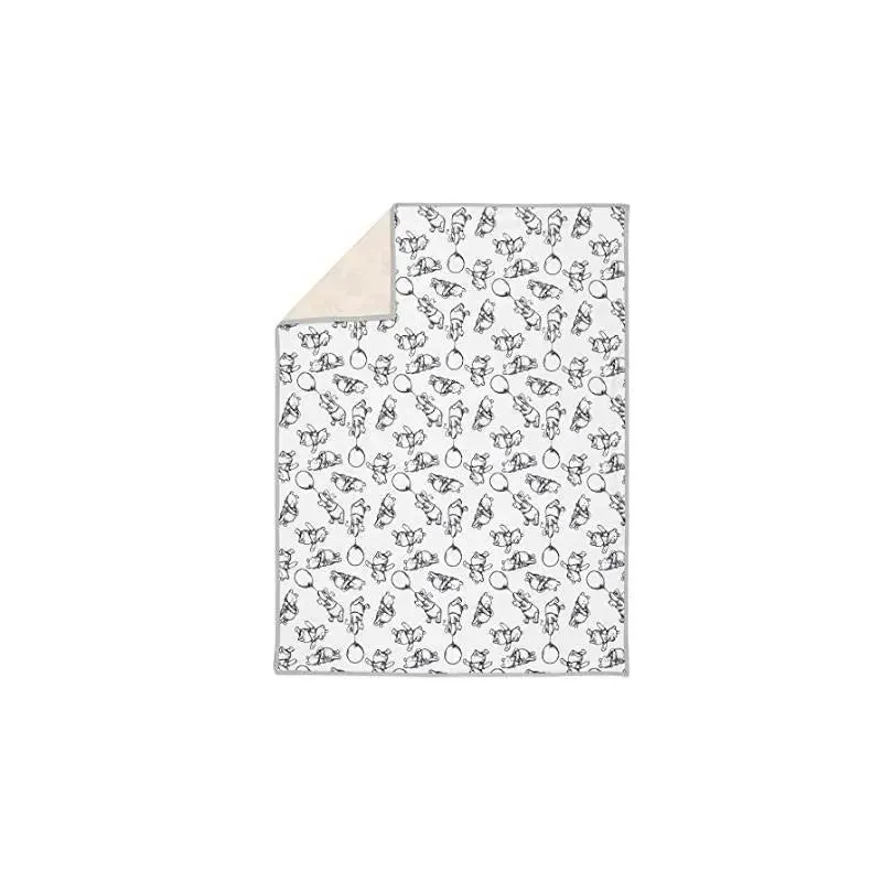 Lambs & Ivy Black & White Winnie The Pooh Baby Blanket - Image 2