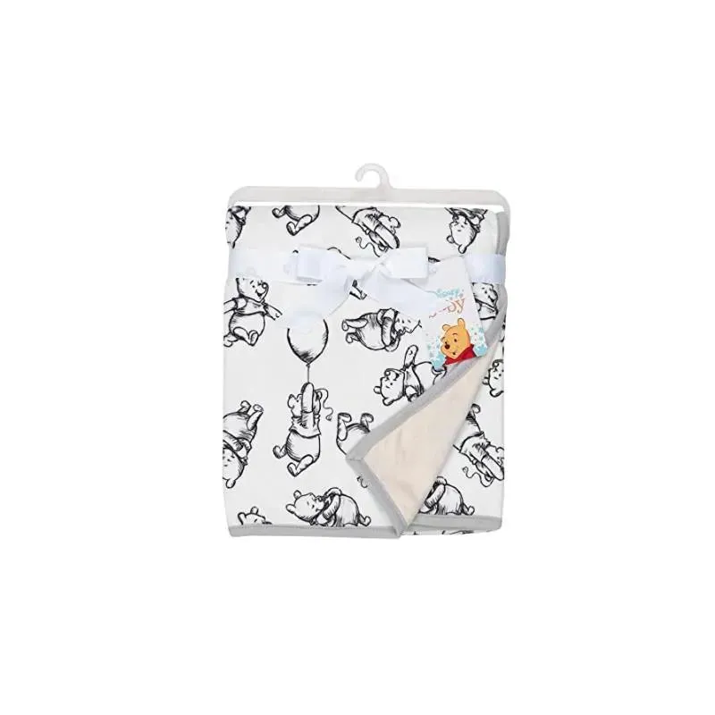 Lambs & Ivy Black & White Winnie The Pooh Baby Blanket - Image 5