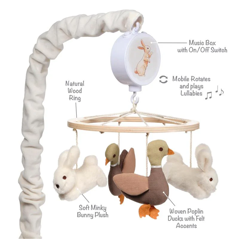 Lambs & Ivy Bunny Hop Organic Cotton Musical Mobile - Image 2