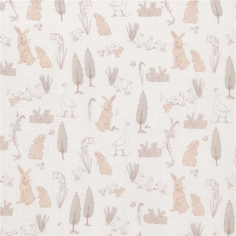 Lambs & Ivy Bunny Hop Organic Cotton Sheet, Muslin - Image 3